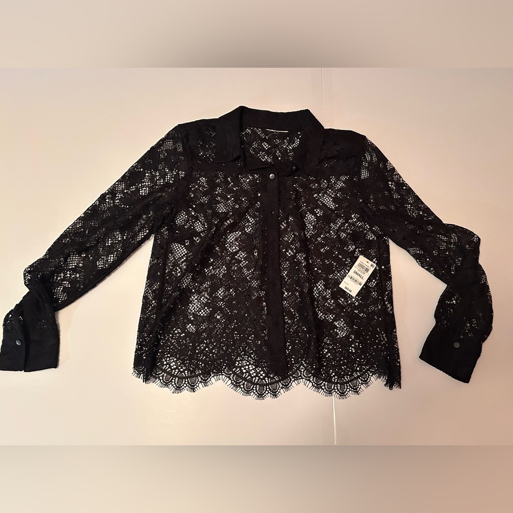 Elegant Black Lace Women's Blouse